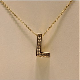 Resim Taşlı 3 Boyutlu L Harfi ve Zinciri Guler1001733 