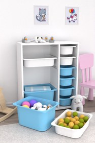 Resim Pratico Zen 10 Sepetli Çok Amaçlı Oyuncak Dolabı Mavi Beyaz 2d2k6u 