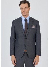 Resim İmza Koyu Antrasit Mono Yaka Esnek 6 Drop Comfort Fit Classic Takım Elbise 1001250152 Koyu Antrasit 
