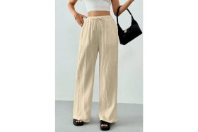 Resim Ghassy Co. Kadın %100 Cotton Müslin Ultra Hafif Palazzo Model Geniş Paça Keten Karışım Pantolon 