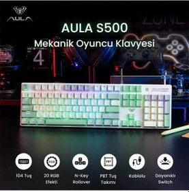 Resim Aula S500 Blue Switch Rgb Makrolu Kablolu Gaming Mekanik Oyuncu Klavyesi 