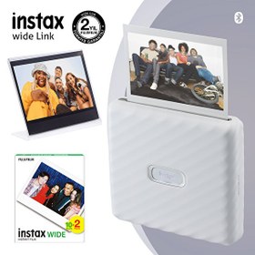 Resim Fujifilm Instax Wide Link Beyaz Yazıcı - 20'li Film ve Pleksi Çerçeve Fujifilm