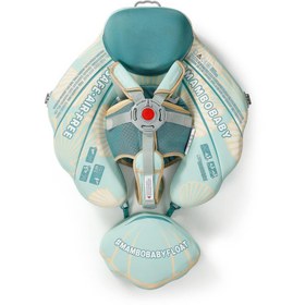 Resim Mambobaby Yüzme Simidi - Green Seashell, Emniyetli, Gölgelikli ve Ayak Destekli 