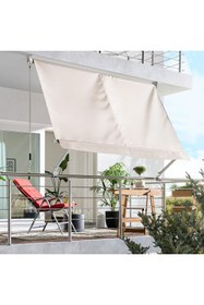 Resim ENLIS 245x245 Balkon Tentesi Bej Manuel Kollu Güneşlik Balkon Teras Tente 