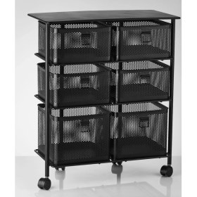 Resim Braventa Collection 3 Katlı Bölmeli Tekerlekli Metal Sebzelik (Siyah) 