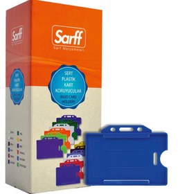 Resim Sarff Mavi Sert Plastik Yaka Kartı Kabı - 50’li Paket (Yatay Tip) 