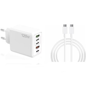 Resim Schitec SR30 120 W 5 Çıkışlı 2 M Süper Hızlı Data Ve Şarj Kablosu Şarj Aleti Set 