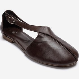 Resim Luvishoes Fable Kahverengi Cilt Hakiki Deri Yanları Açık Kadın Babet Ayakkabı 