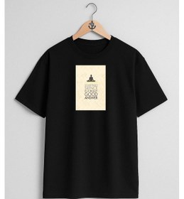 Resim Oversize Yoga & Pilates Mats Poster Göğüs Tasarımlı Unisex T-shirt Siyah 