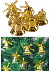 Resim 6lı Çan Süs 4cm Altın Sarısı Kurdeleli Zil Gold Yılbaşı Çam Ağacı 