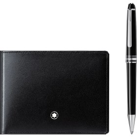 Resim Montblanc 117084 Mont Blanc Meisterstück Platinum Classique Ballpoint Pen And Meisterstück Wallet Set 