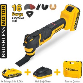 Resim İBTAŞ SGS5435 - 20 Volt 2 Amper Akülü Kesici ve Raspalama Makinası 