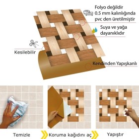 Resim Tink Kendinden Yapışkanlı Ahşap 007 Desenli Pvc Karo 30X30 cm (33 Adet) 3 M2 