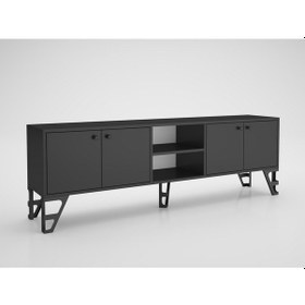 Resim Wood'n Love Sofia 180 Cm Metal Ayaklı Tv Ünitesi - Siyah / Siyah 