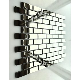 Resim Mutfak Tezgah Arası, Iç ve Dekorasyonda Tüm Yüzeyler Için, 23X48 mm Gümüş Krom 30X30 cm. Fileli Kristal Cam Mozaik. ( 1 M2 Fiyatıdır ) 