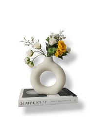 Resim 2 Li Modern Halka Vazo Seti El Yapımı Dekoratif Vazo İei128 Beyaz 