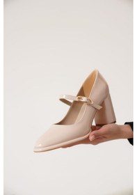 Resim Alis Bej Kadın Topuklu Ayakkabı Bej Rugan 