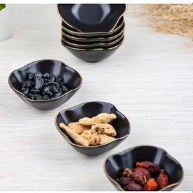 Resim Konak Züccaciye 6lı Porselen Siyah Çerezlik Küçük 