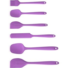 Resim 6 Lı Silikon Spatula Fırça Servis Takımı Yanmaz Yapışmaz Fırçası Kaşık Bıçak Spatula Seti Mor 