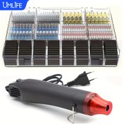 Resim 1 adet Hava Tabancası / UMLIFE 300/600/860 adet Lehimli Bağlantı Kablosu ile, 300W Sıcak Hava Isıtma Tabancası, 2:1 Küçülen Isıtma Küçültme Kılıfları, Elektrik Gücü Sıcaklık Üfleyici Mini Araç Seti DIY Küçültme Boru Lehimleme Sarma Plastik Kauçuk Damga için 