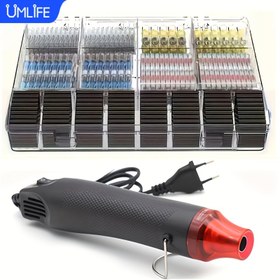Resim 1 adet Hava Tabancası / UMLIFE 300/600/860 adet Lehimli Bağlantı Kablosu ile, 300W Sıcak Hava Isıtma Tabancası, 2:1 Küçülen Isıtma Küçültme Kılıfları, Elektrik Gücü Sıcaklık Üfleyici Mini Araç Seti DIY Küçültme Boru Lehimleme Sarma Plastik Kauçuk Damga için 
