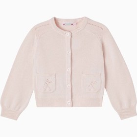 Resim Elisea Pembe Ajurlu Kiraz Desenli Pamuklu Kız Çocuk Hırka - Açık Pembe / Y 14 