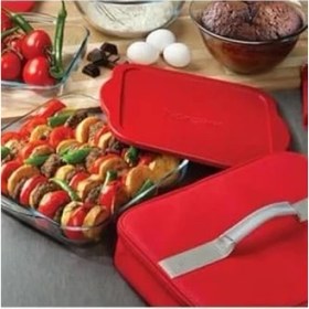 Resim Evsenavm Çantalı Borcam Kare Tepsi Kapaklı 59024 Kırmızı 