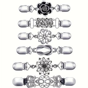 Resim 1/6 adet Vintage Metal Şal Klipsi - Kazaklara, Hırkalara, Gömlekler ve Ceketlere Kolayca Takılır - Geometrik Desenli, Dayanıklı Alaşım, Şükran Günü, Ramazan, Kampüs Etkinlikleri ve Resmi Etkinlikler için Mükemmel, Şal Aksesuarları, Resmi Etkinlik Aksesuarları 
