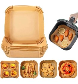 Resim Esmo Home Fethiye Toptan Airfryer Pişirme Kağıdı, Fritöz Yağlı Kağıdı, Yanmaz Kağıt 50 Adet (Kare) 