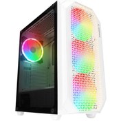 Resim Rampage Zuko 600w 80 Bronze 4x14cm Rainbow Fan Metal Panel Temperli Cam Oyuncu Kasası-beyaz 