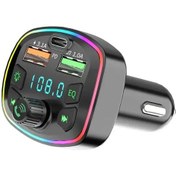 Resim Araba Fm Verici Destek Tf Kartı U Disk Mp3 Çalar Tip C 3.1a Çift Usb Hızlı Black ' Beyaz 