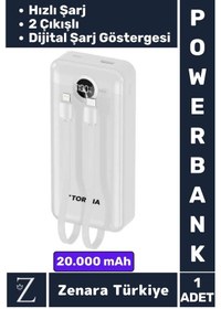 Resim Kompakt Kamp Piknik Taşınabilir Şarj 2 Çıkış Dijital Şarj Göstergeli Hızlı Şarj 20.000 Mah Powerbank Çok Renkli 
