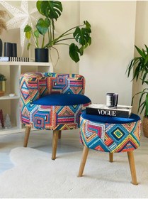 Resim WEBPANYA Çay Seti Tekli Koltuk Berjer Ve Puf Takımı (salon, Balkon, Ofis) 2 Li Takım 