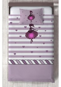 Resim Mekta Home Bebek Ve Çocuk Odası Çizgili Kalpli Prenses Kız Desenli Yatak Örtüsü Renkli 