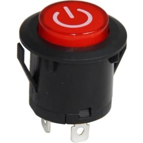 Resim IC-180E 26MM Yaylı Rocker Buton Işıklı Power Simgeli 
