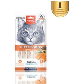 Resim Wanpy Superfood Somonlu, Chia & Deniz Yosunlu Krema Kedi Ödülü 5 14 Gr 