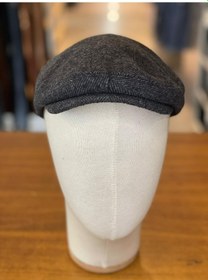 Resim Hamze İngiliz London Model Balıksırtı Desen Kaşe Kumaş Kasket Şapka Füme 
