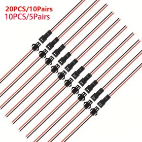 Resim 10/20 adet Uzun SM Konnektör, Terminal Tel Fişi, Erkek Dişi Splice Tel Konnektörleri, Kırmızı ve Siyah Tel, LED Downlight Tavan Lambası 