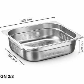 Resim Üret Çelik ÜRET Delikli Gastronom Küvet GN 2/3 150 mm 13 lt 