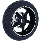 Resim Moto GP Yarış Bayraklı Reflektif Gri Jant Şeridi Sticker Çınar Extreme 