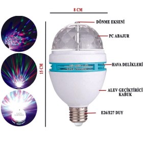 Resim Powermaster Lamba Disko Işığı Disko Lambası Animasyonlu Renkli Dönen Lamba E27 Dönen Renkli Ampul Pm-14620 