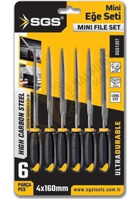 Resim Sgs Saplı Mini Eğe Seti Ahşap Ve Metal 4 X 160 Mm. - 6 Farklı Parça 