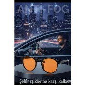 Resim Marsilyan Parlama Önleyici Gece Sürüş Görüş Gözlüğü Sis Far Işık Önleyici Anti-Fog Gözlük 