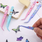 Resim 1 Adet/3 Adet Yaratıcı Karikatür Bükümlü Paslanmaz Çelik Cımbız DIY Scrapbook Aracı Makaron Renkli Paslanmaz Çelik Cımbız 