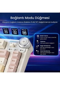 Resim Aula Au75 3 Modlu Mekanik Gaming Kablosuz Klavye Rgb Tkl Bloomfield Switch Hot Swap Makrolu Oyuncu Klavyesi Krem 