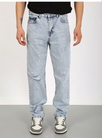 Resim Baggy Diz Yırtık Buz Mavi Jean-buz Mavi - 30 Buz Mavi 