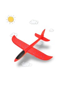 Resim KanatGo Kırmızı Çocuk Köpük Uçak Oyuncak - El Planörü, Elle Atılan Eğlenceli ve Dayanıklı Uçan Oyuncak Uçak 