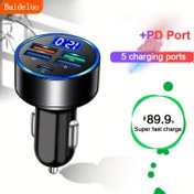 Resim BAIDELUO 5 Çıkış Portlu Araba Şarj Cihazı, Dijital Ekran, Hızlı Şarj, Geniş Modeller İçin Çoklu Port USB Adaptörü, Pil Yok, Takılabilir Güç Kaynağı, USB Bağlantısı, Dişli Erkek Polaritesi, Dijital Medya Oynatıcı Aksesuarı 