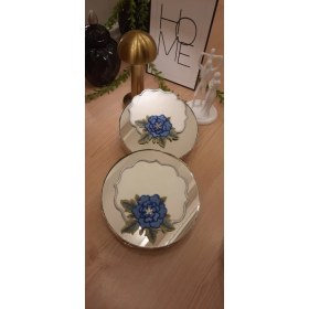 Resim 2 Adet Mavi Gül Üzeri Taş Işlemeli Kokteyl Peçete, Servis Mendili, Servis Peçetesi 