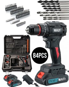 Resim MAVLET 21V Kömürsüz Motor Çift Akü Çelik Mandren 65 Nm Tork Darbeli Vidalama Şarjlı Matkap seti 